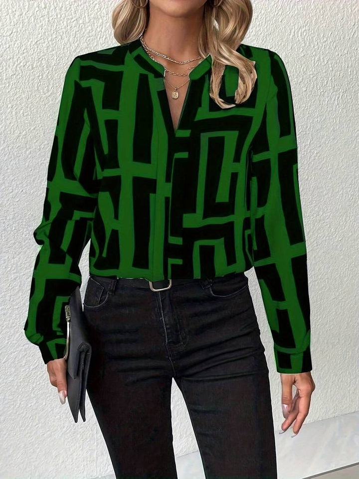 Tzipora - Elegante Langarm Bluse Mit Geometrischem Drucken