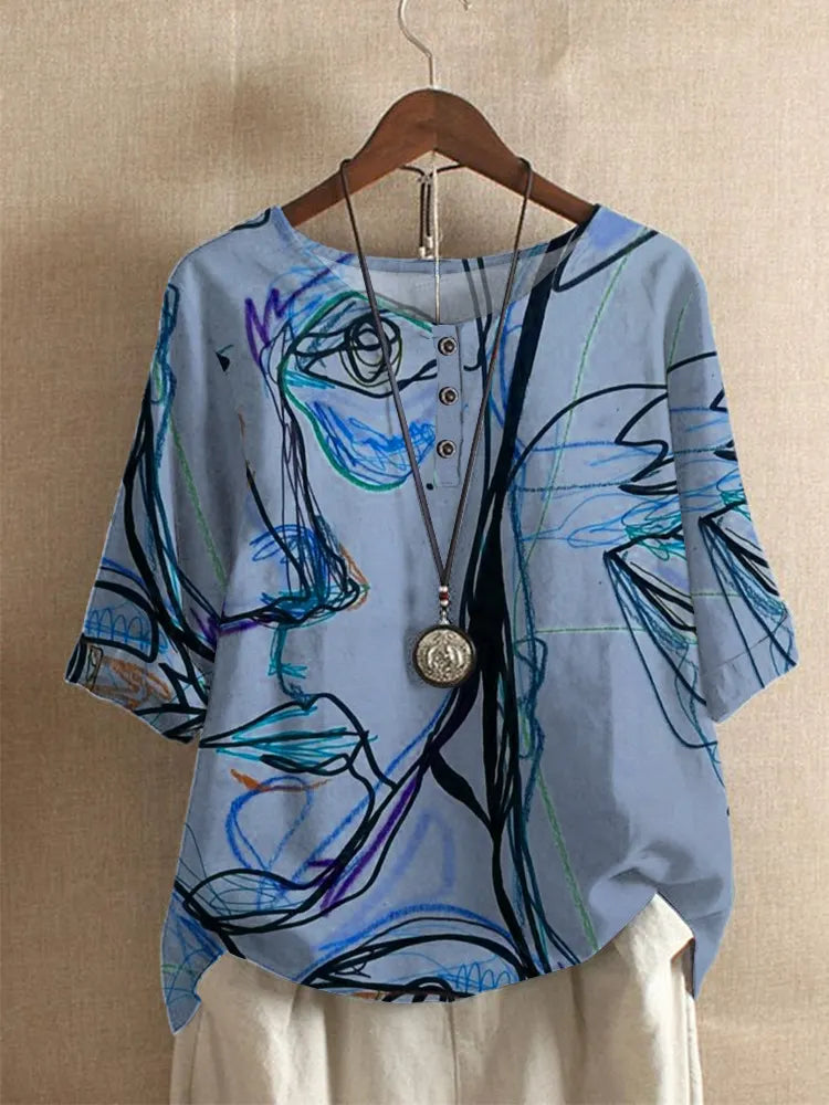 Silina – Bluse Mit Abstraktem Figuren Muster