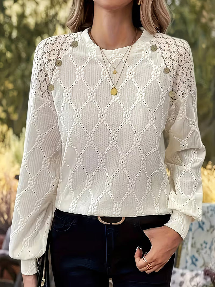 Meena – Grenzüberschreitende Bluse mit Rundhalsausschnitt