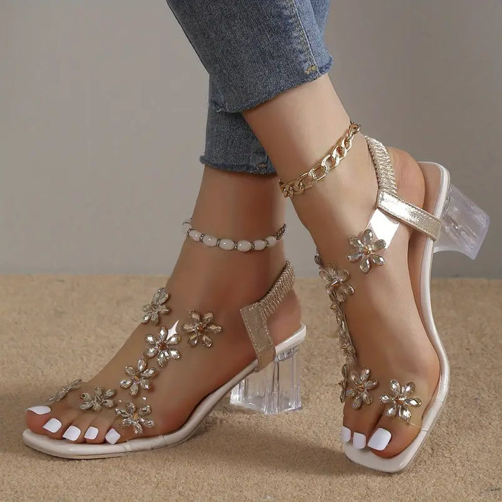 Graciela - Sandalen Mit Hohen Absätzen Und Blumenkristallen