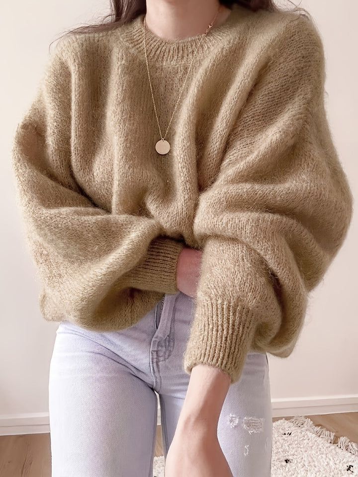 Margaretha – Strickpullover mit Rundhalsausschnitt und Ballonärmeln