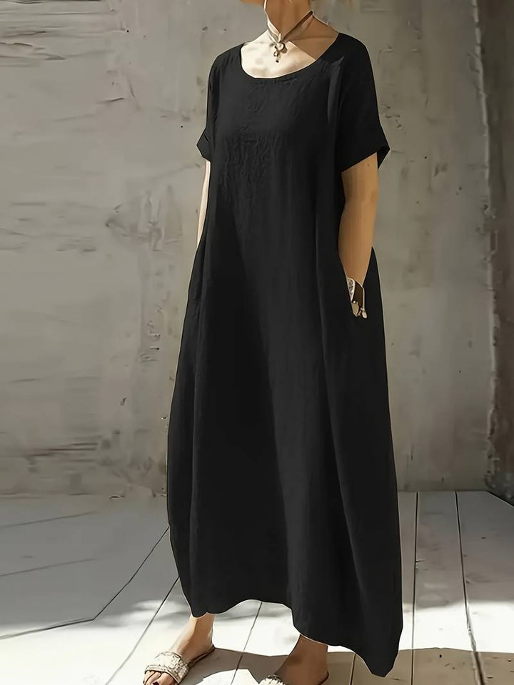 Anuradhi - Lässiges Langes Kleid Mit Weiten Ärmeln