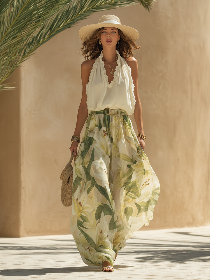 Mireella – Zweiteiliges Set Mit Lilien Muster
