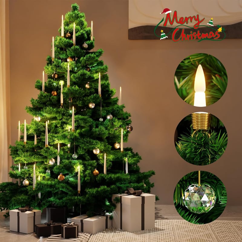 TreeLume - LED-Kerzen für Den Weihnachtsbaum Mit Kristallkugel-Haken