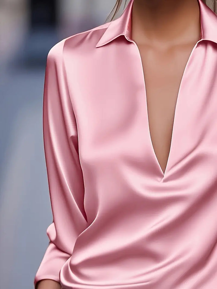 Nadene - Prämie Bluse Mit V-Ausschnitt