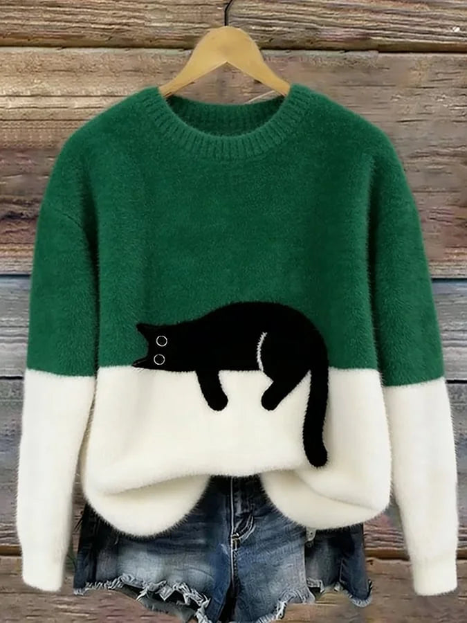 Zaidia – Gemütlicher Strickpullover Mit Süßer Katze