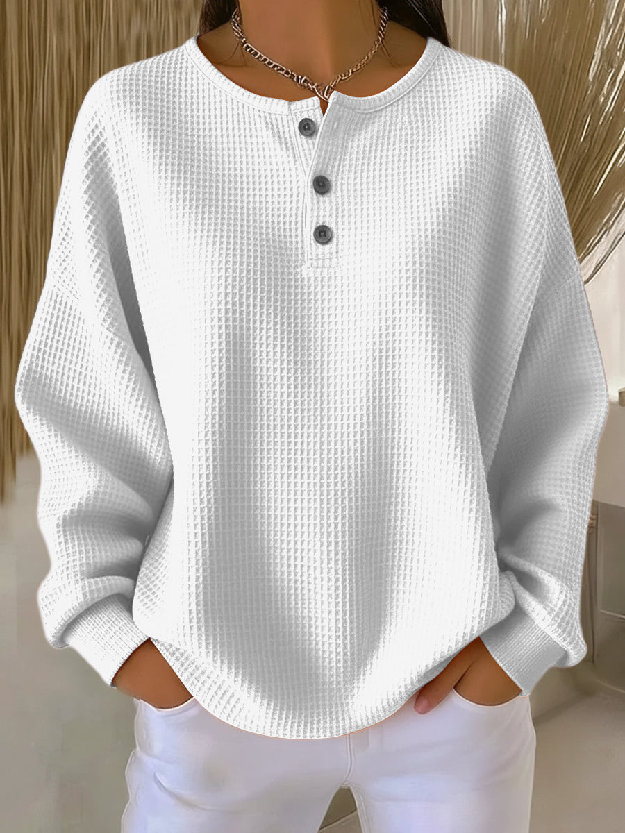 Ritona – Henley-Sweatshirt Aus Waffelpiqué