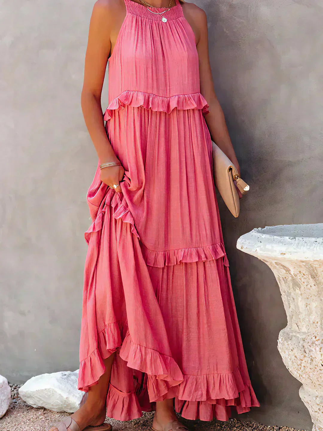 Hayley – Elegantes ärmelloses Kleid Mit Rüschen