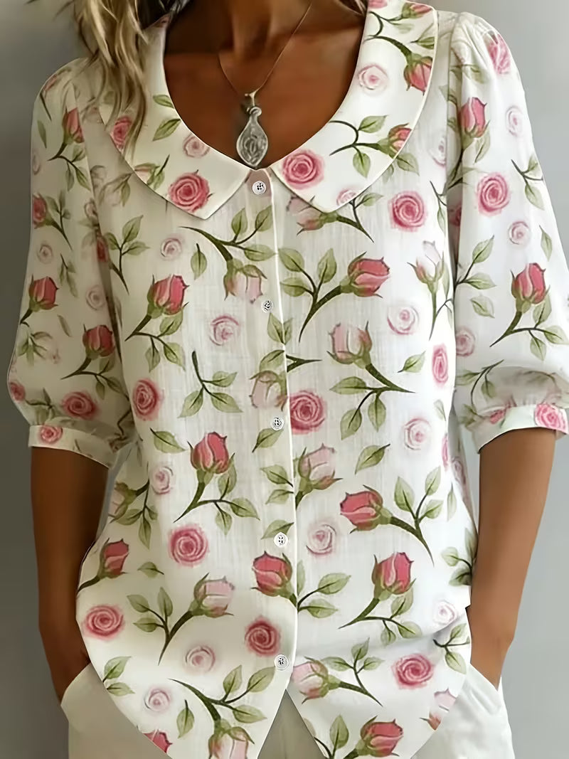 Alvique – Kurzarmbluse MIT Blumenmuster Am Kragen