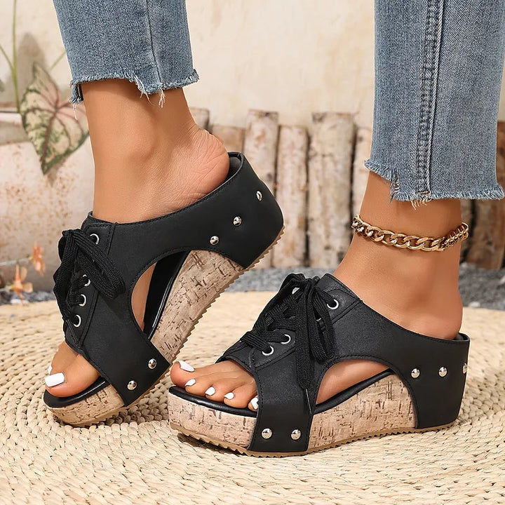 Nadiu – Bequeme Sommer Keilpantoffeln