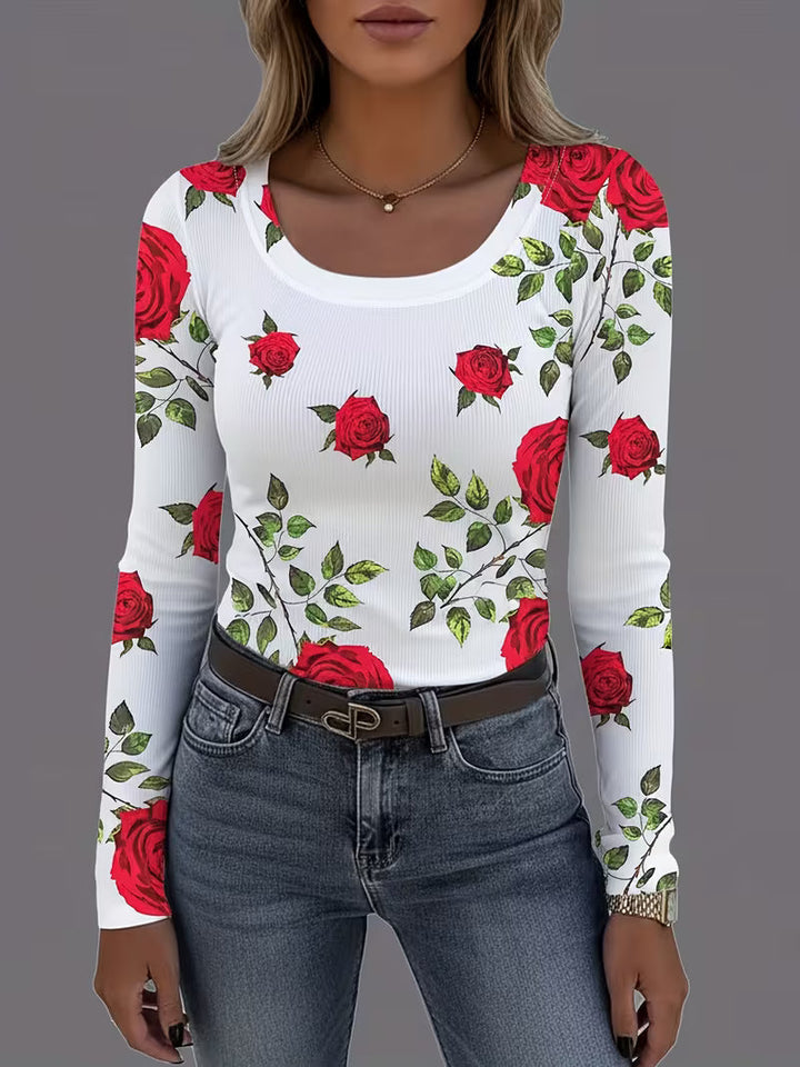 Rabiye – Oberteil mit Blumenmuster und quadratischem Ausschnitt