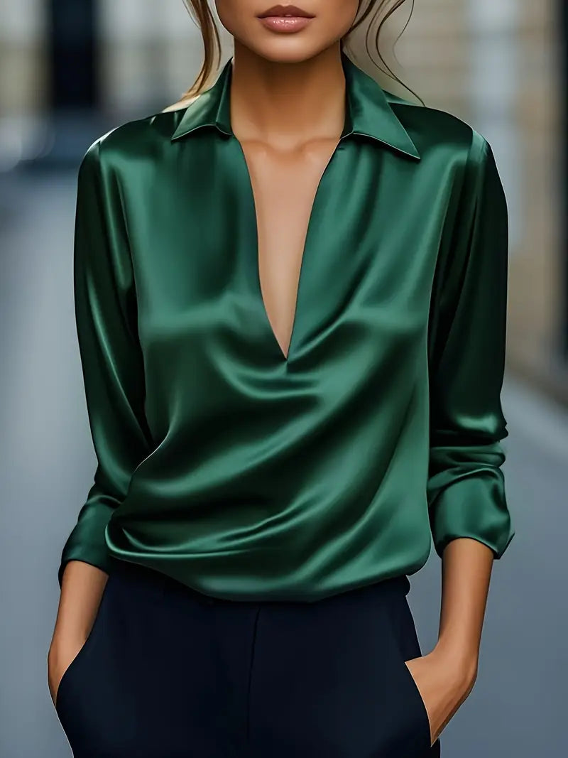 Nadene - Prämie Bluse Mit V-Ausschnitt