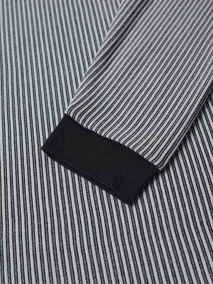 Deegan - Textured Striped Collar Long Sleeve Henley Shirt