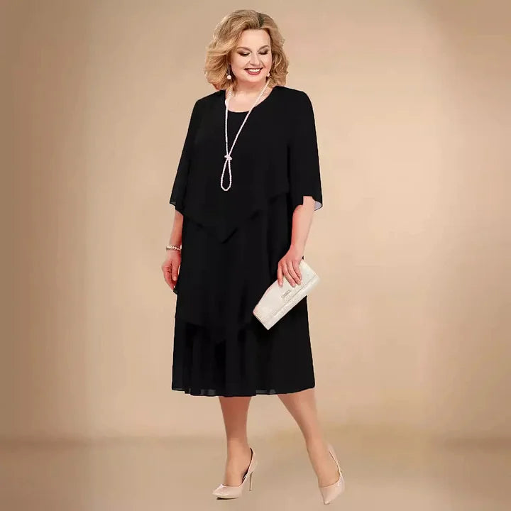 Leva – Elegantes Lappen Kleid Mit Unregelmäßigen Lagen