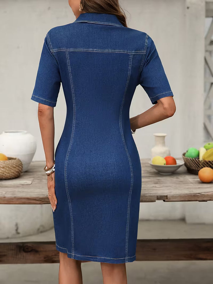 Serila – Vintage-jeanskleid Mit Durchgehendem Reißverschluss
