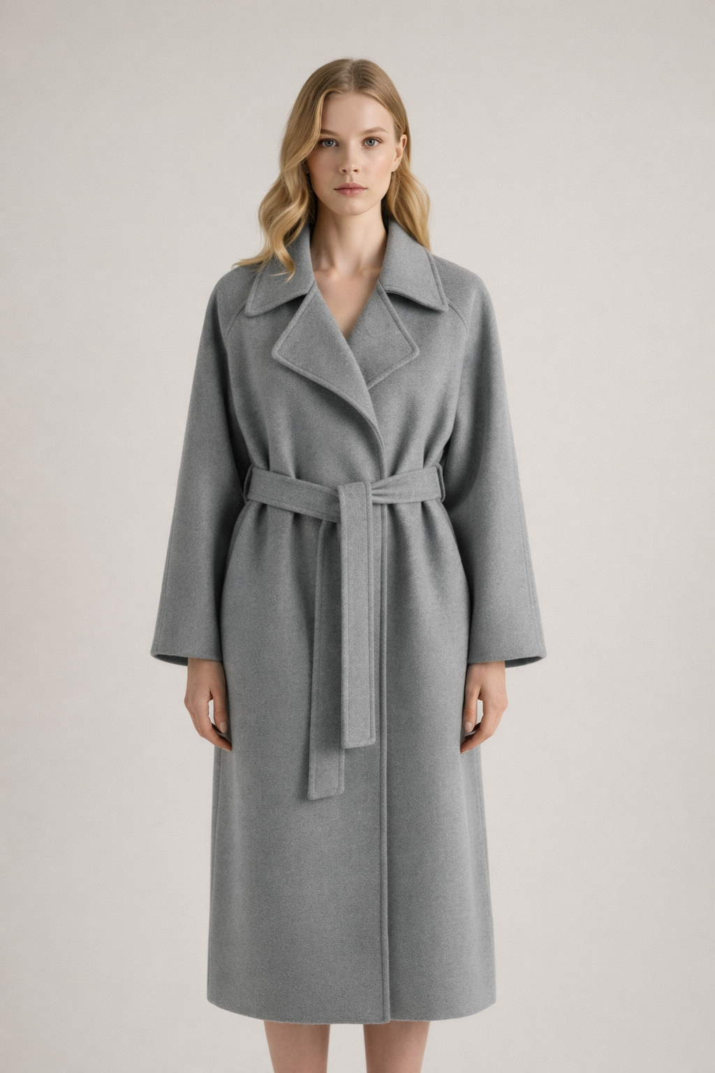 Shulamit - Eleganter Langarm Mantel Mit Gürtel