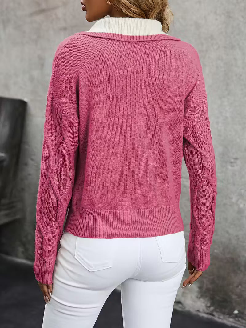 Mahalia – Pullover Mit Zopfmuster Und Kragen