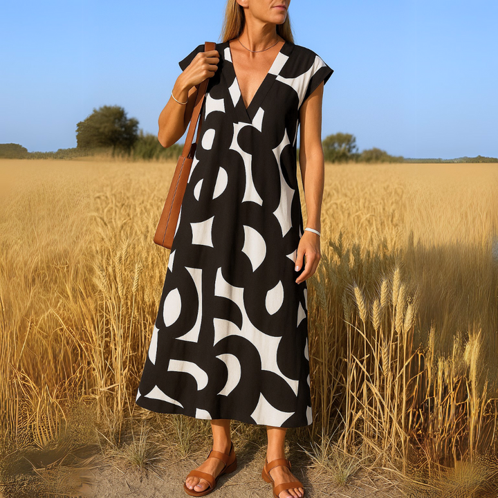 Gabby - Langes Kleid Mit V-ausschnitt