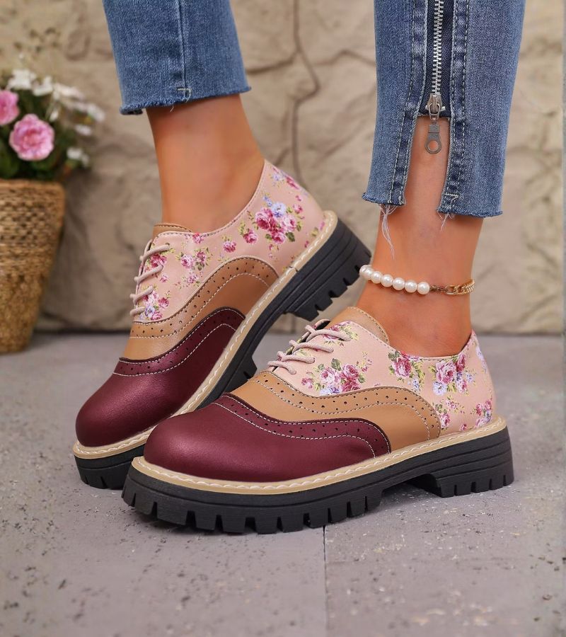 Kiela – Oxford-Schuhe Mit Blumenmuster Und Klobiger Profilsohle