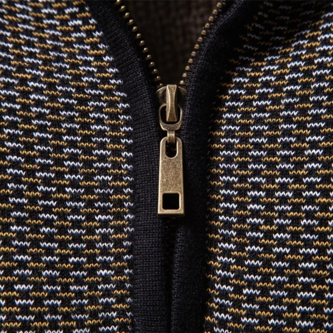 Limman – Pullover Aus Jacquard-Strick Mit Halbem Reißverschluss