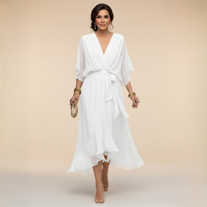 Harshani - Lappen Kleid Mit V-Ausschnitt