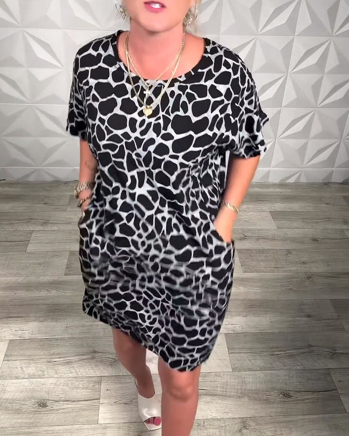 Salvinia - Lässiges Kleid Mit Rundhalsausschnitt Und Drucken