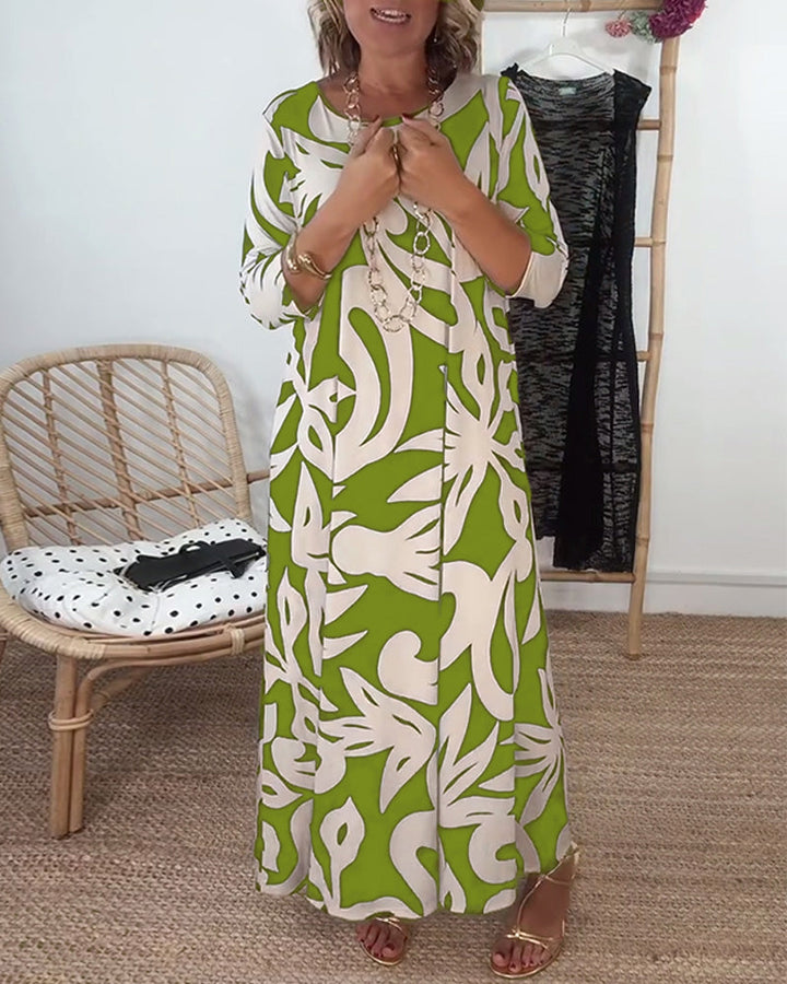 Halina – Kleid mit Rundhalsausschnitt und langen Ärmeln mit Print