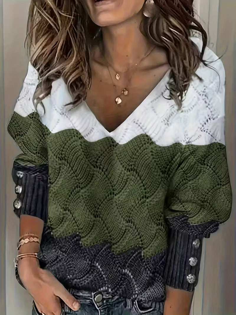 Sinara – Eleganter Pullover Mit V-Ausschnitt Und Langen Ärmeln