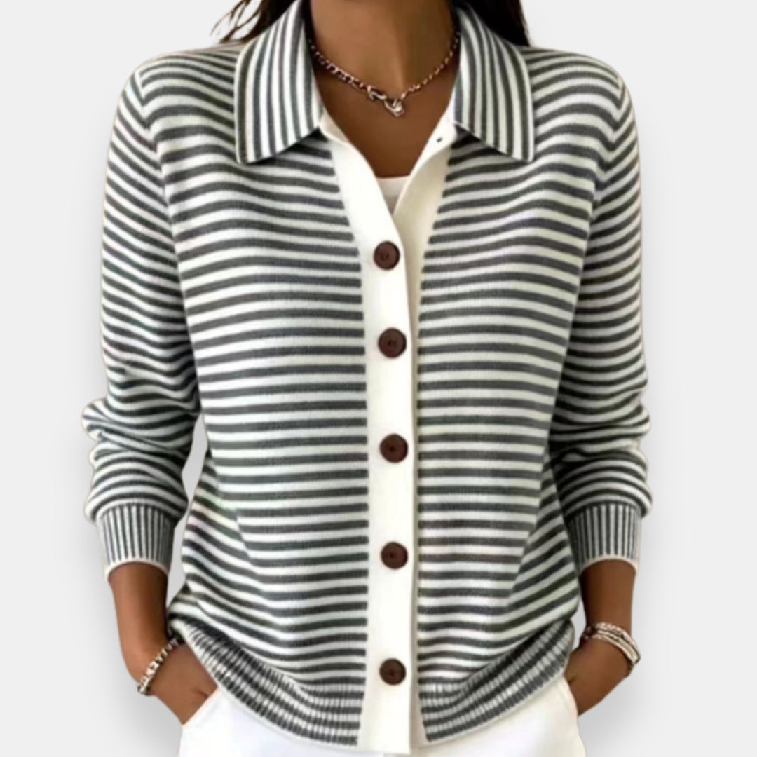 Kerana - Gestreifter Strickcardigan Mit Knöpfen