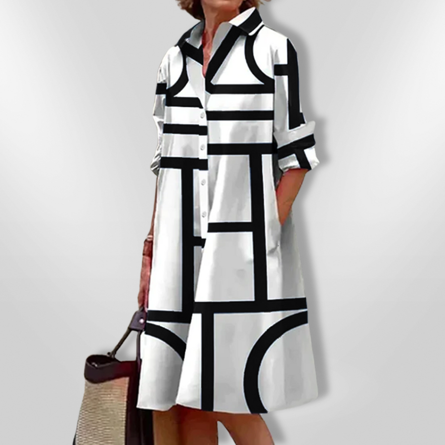 Lynna – Lässiges Midi Kleid Mit Taschen Und Knöpfen