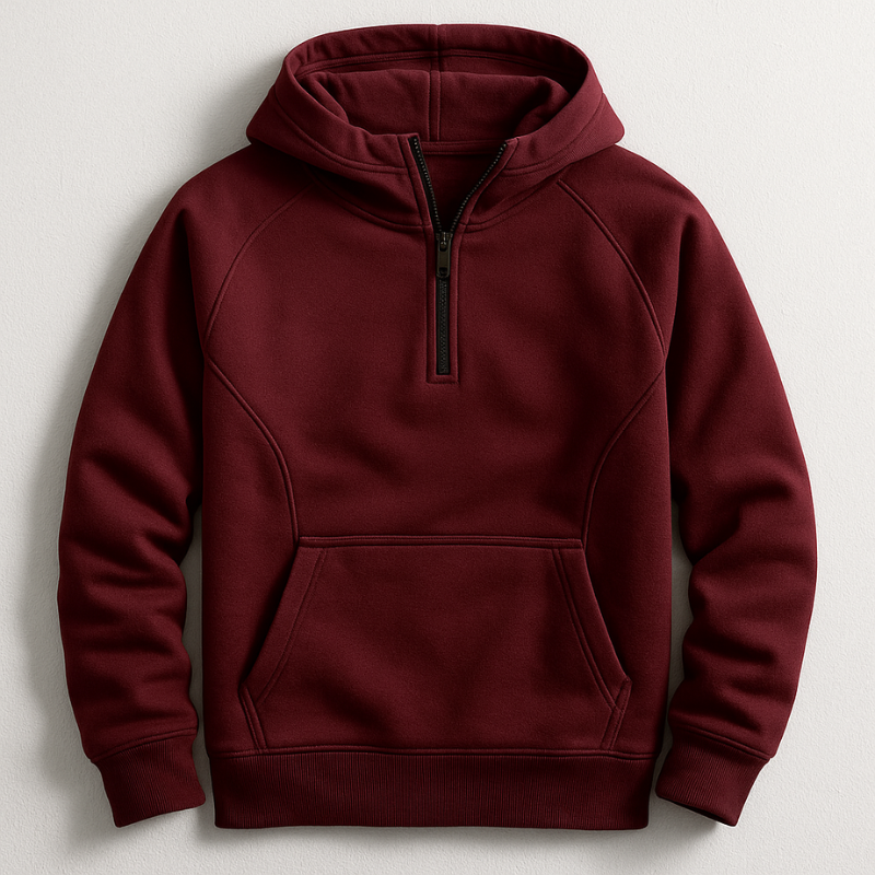 Kennet – Langarm-sweatshirt MIT Kapuze Und Viertelreißverschluss