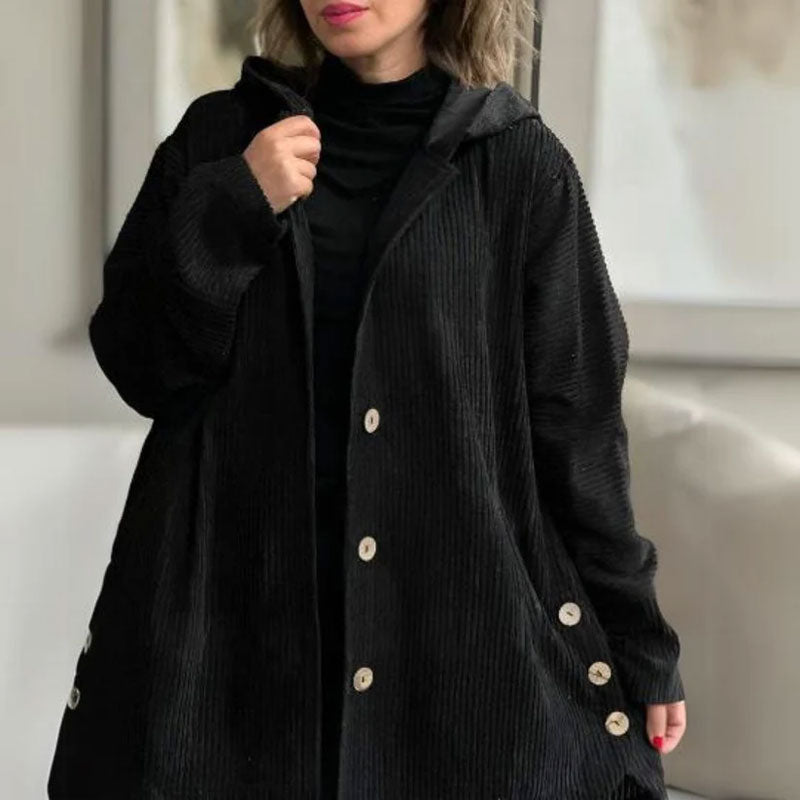 Daleny – Kapuzenjacke Aus Samt Mit Knöpfen