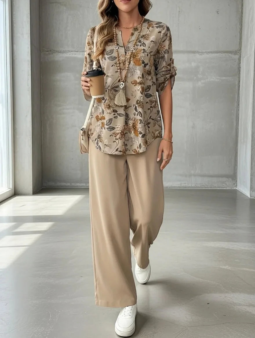 Kresimira – Elegantes Zweiteiliges Set Mit Blumen Muster