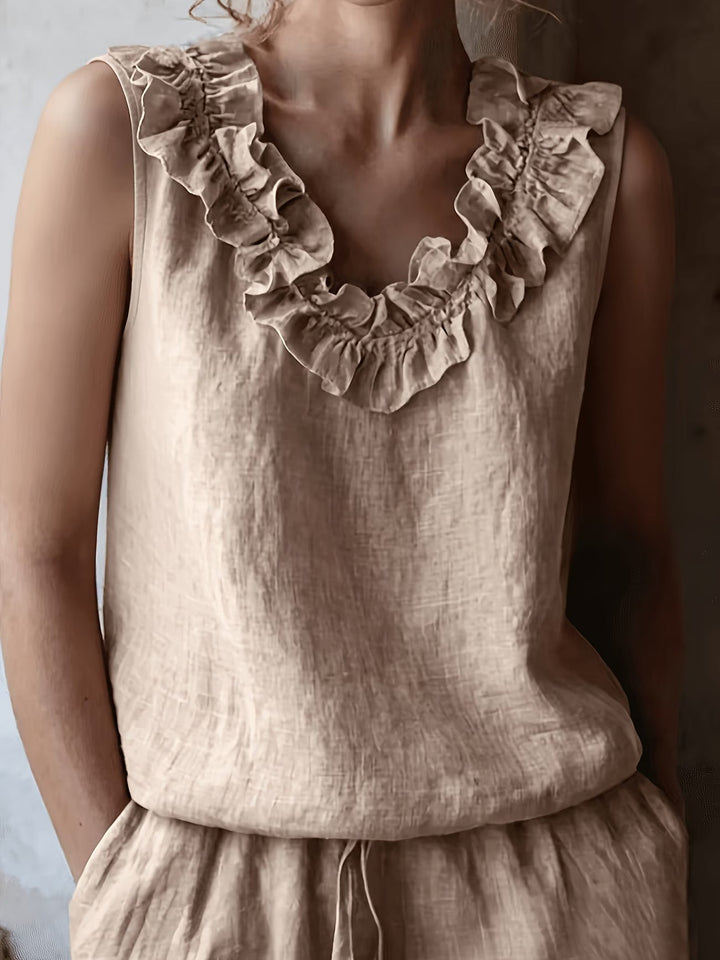 Safiya – Ärmellose Bluse MIT Rüschen Am Ausschnitt