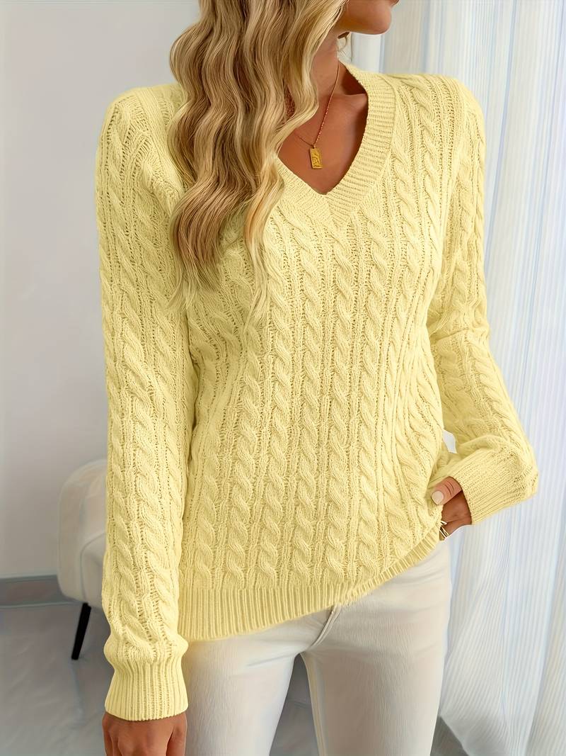 Zivah - Stylischer Gerippter Pullover Mit V-Ausschnitt
