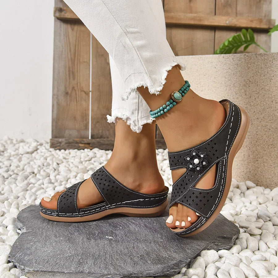 Kristine - Orthopädisch Blume Lässig Keilabsatz Sandalen