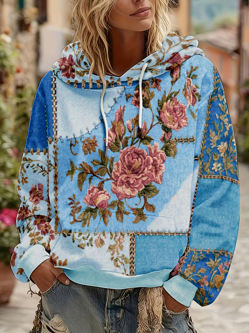 Norella – Langärmliges Kapuzenshirt MIT Blumen-patchwork