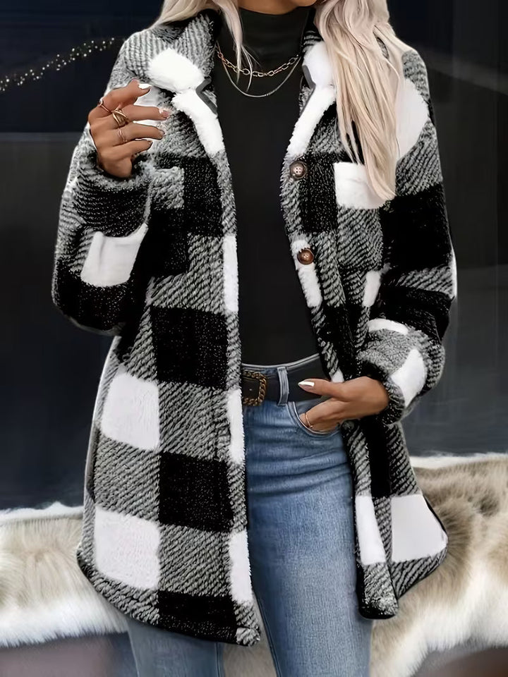 Zariana – Plüschjacke Mit Kariertem Muster im Grenzüberschreitend-Stil