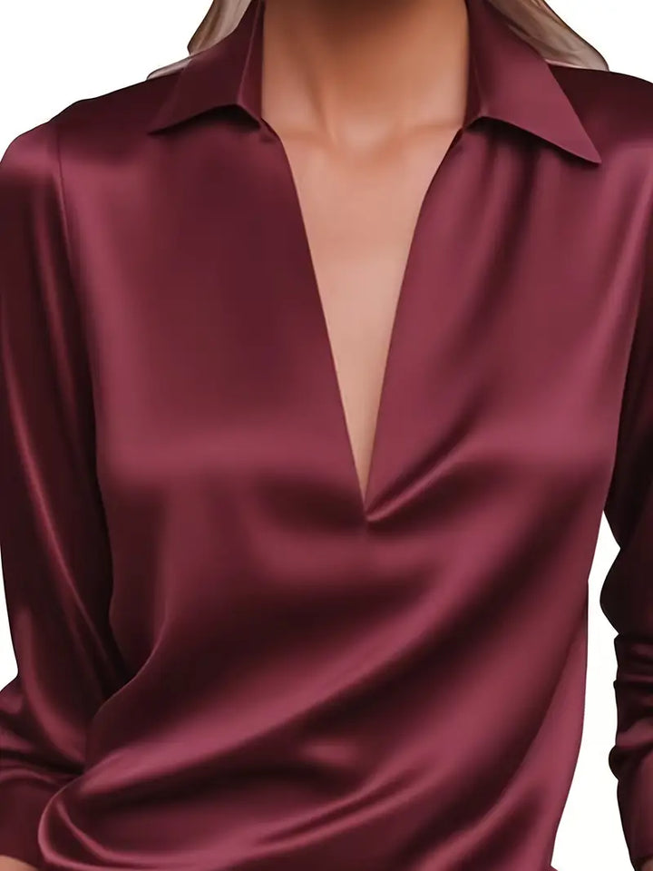 Nadene - Prämie Bluse Mit V-Ausschnitt