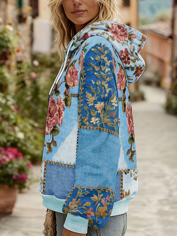 Norella – Langärmliges Kapuzenshirt MIT Blumen-patchwork