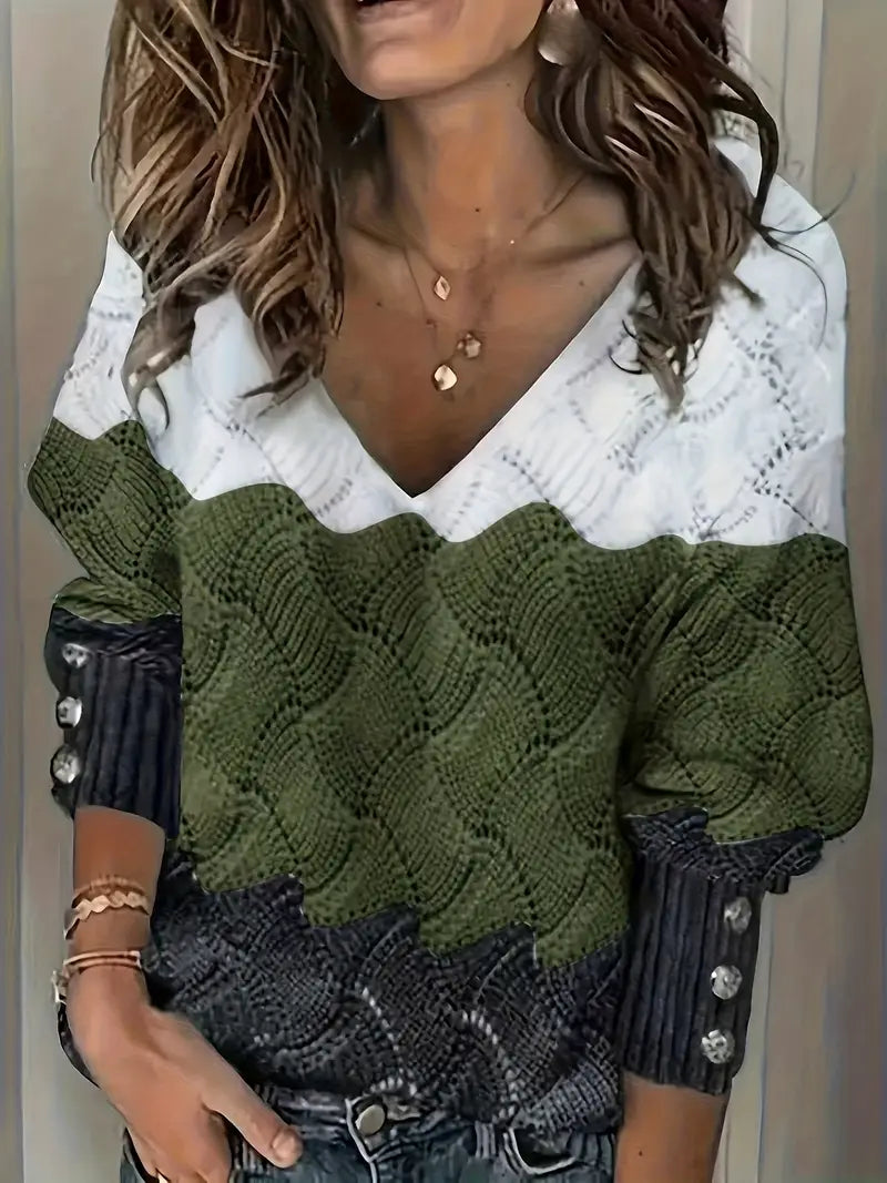 Renilda - Eleganter Strickpullover Mit V-Ausschnitt