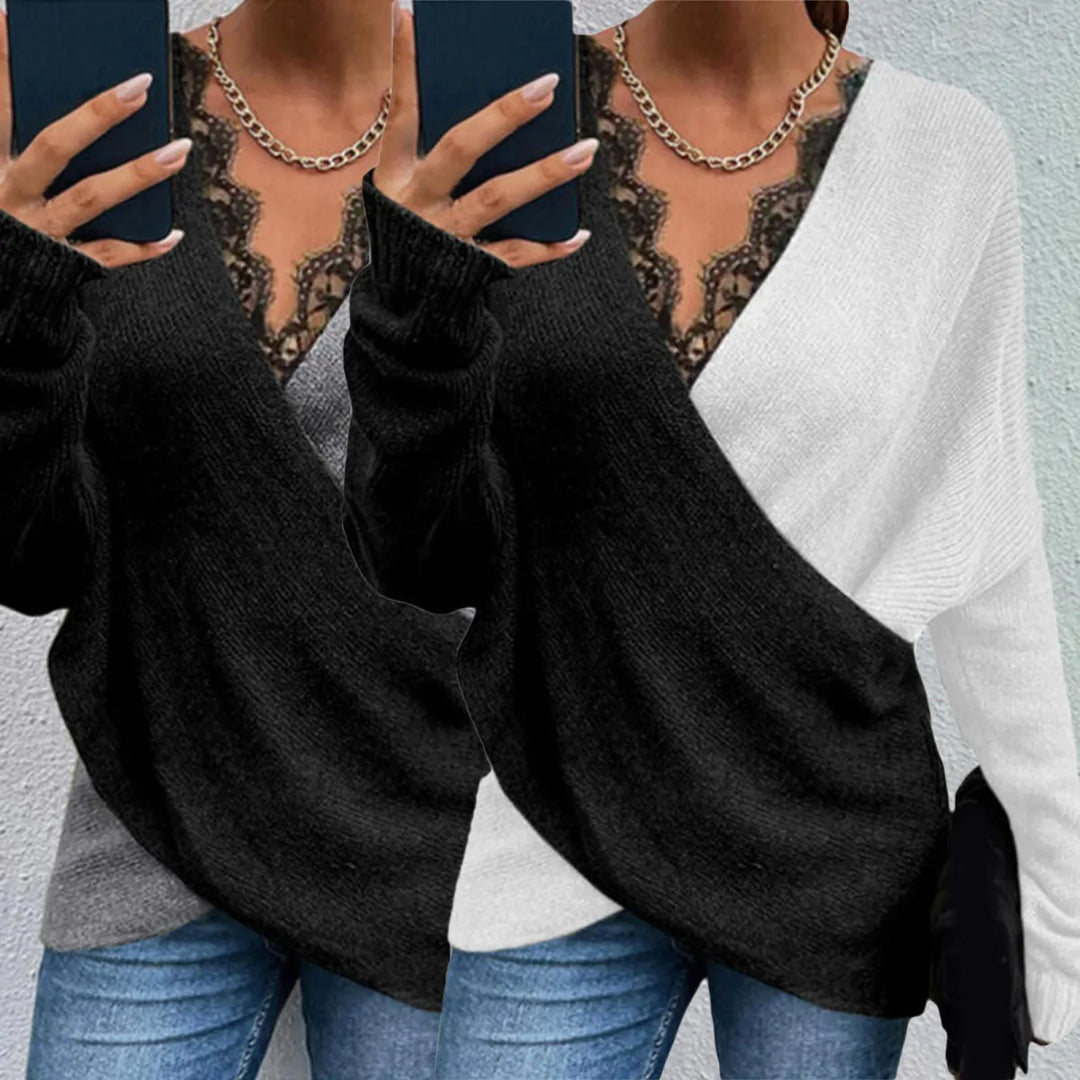 Keira – Langarm-Wickelpullover mit V-Ausschnitt