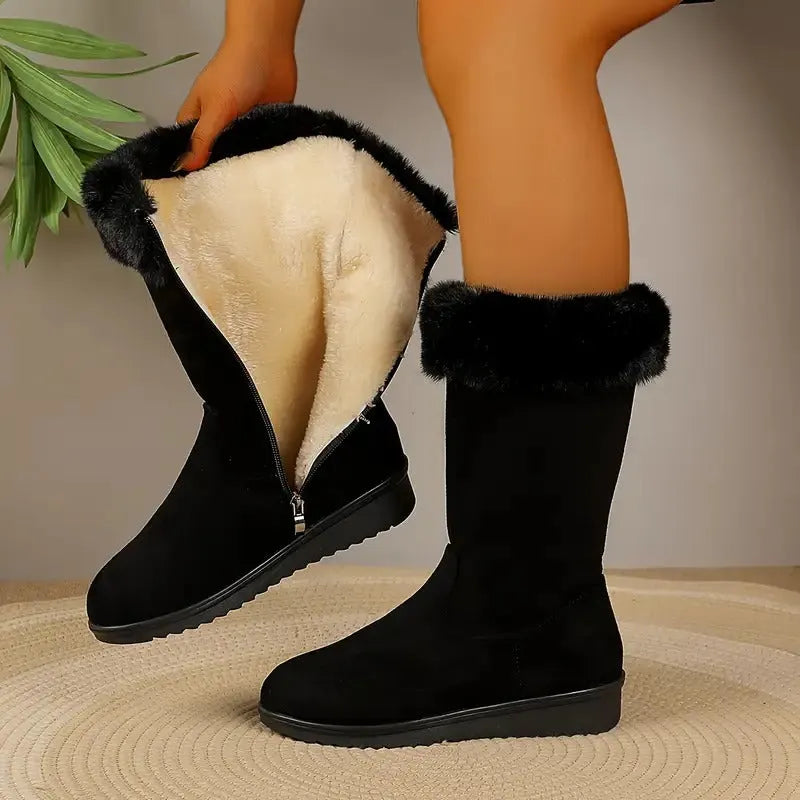 Neah - Warmer Langer Stiefel Mit Reißverschluss