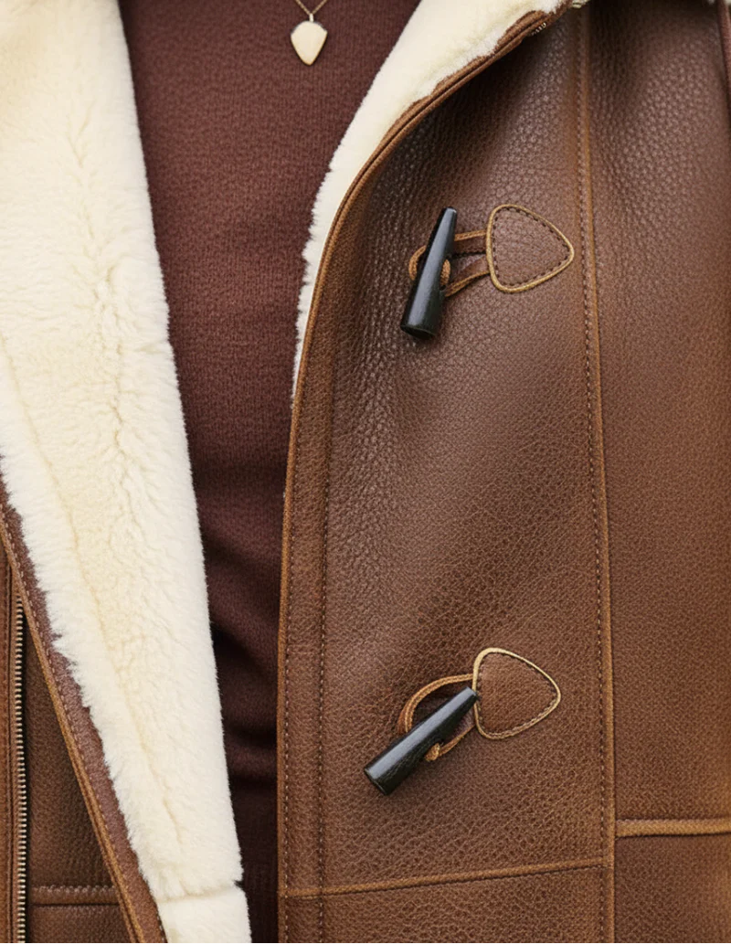 Zulika – Mantel Aus Kunstwildleder Mit Lammfellfutter