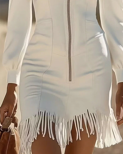 Rittika – Kleid Mit Reißverschluss Und Fransenbesatz