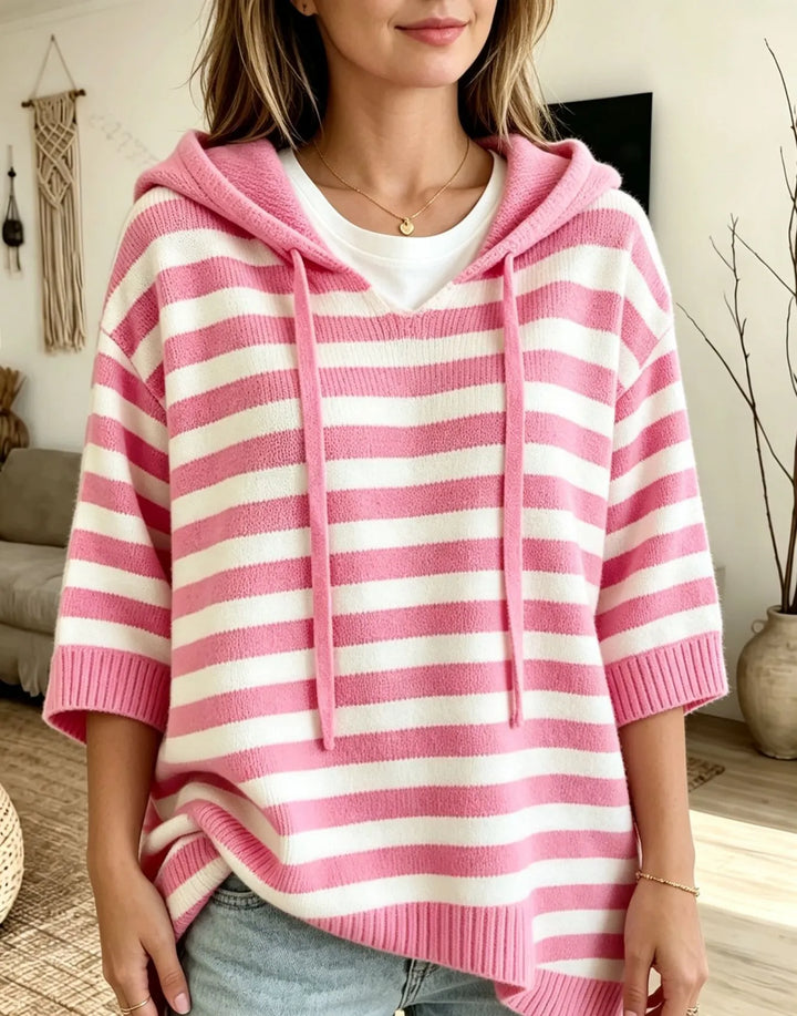 Kiera – Übergröße Kapuzenpullover Mit Streifenmuster