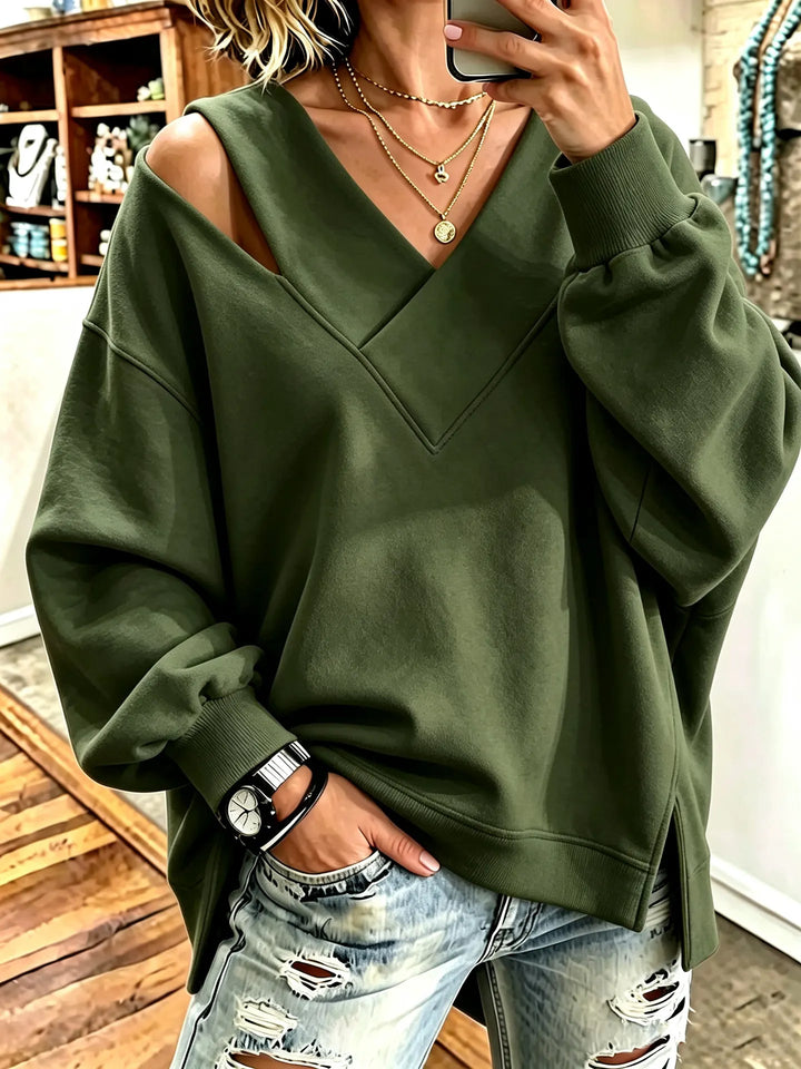 Kirstan – Schickes Oversize Sweatshirt Mit V-Ausschnitt Und Cut-out