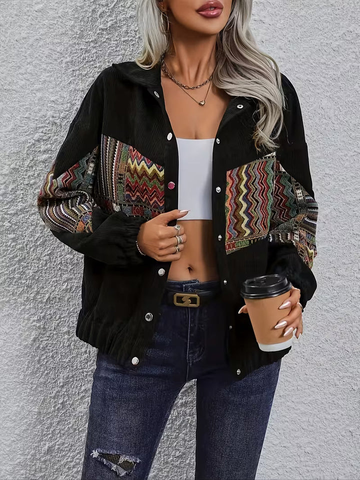 Denyque – Jacke mit Mehrfarbigem Geometrischem Patchwork Und Revers