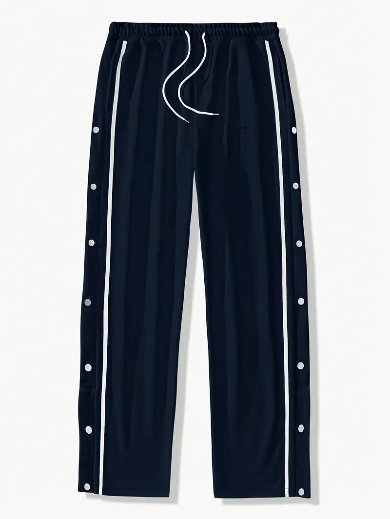 Mendis – Lässige Sport Hose Mit Geradem Bein Und Druckknopfverschluss