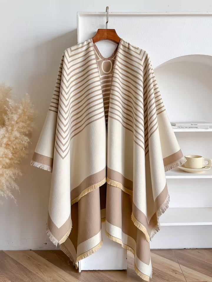 Taisija – Wendbarer Gestreifter Jacquard Schal Aus Kunstkaschmir